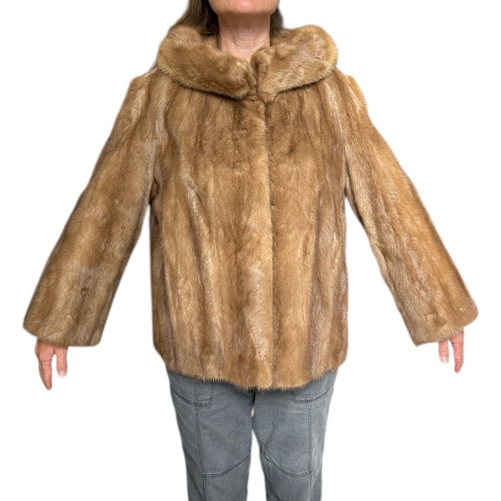 Vintage Furs by Pollans Womens Genuine Blonde Mink Fur Coat Warm Luxury M/L‎